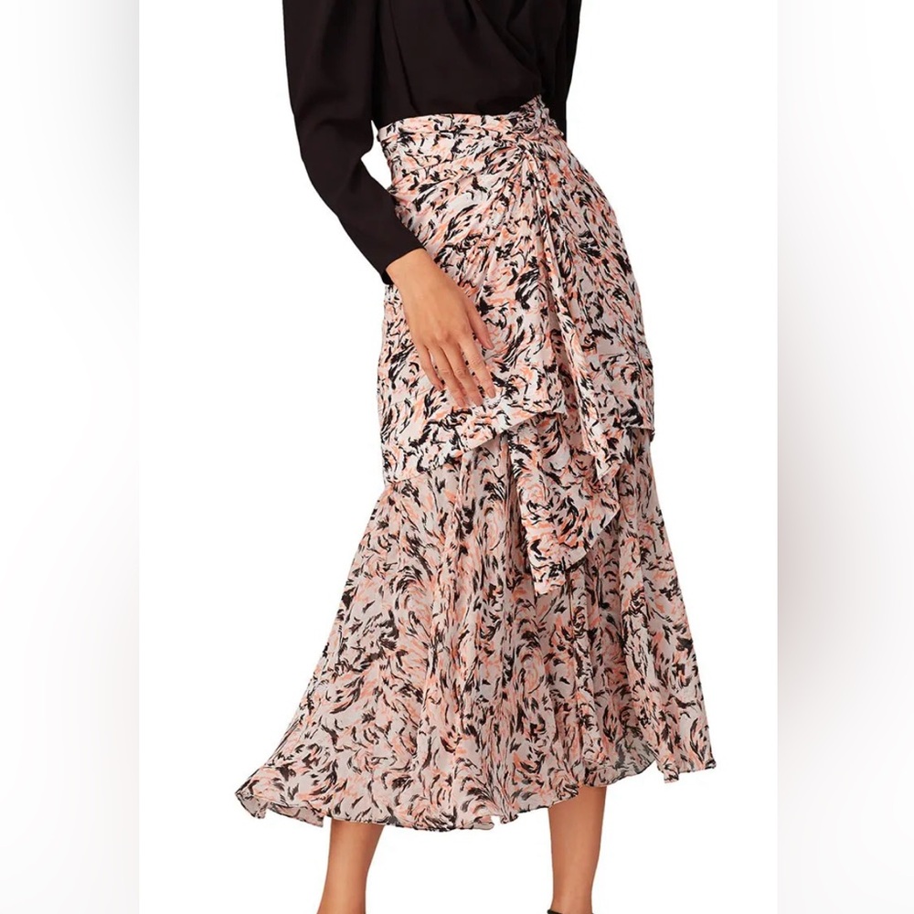 PROENZA SCHOULER Twist-front Layered Printed Georgette MIDI skirt- size 2